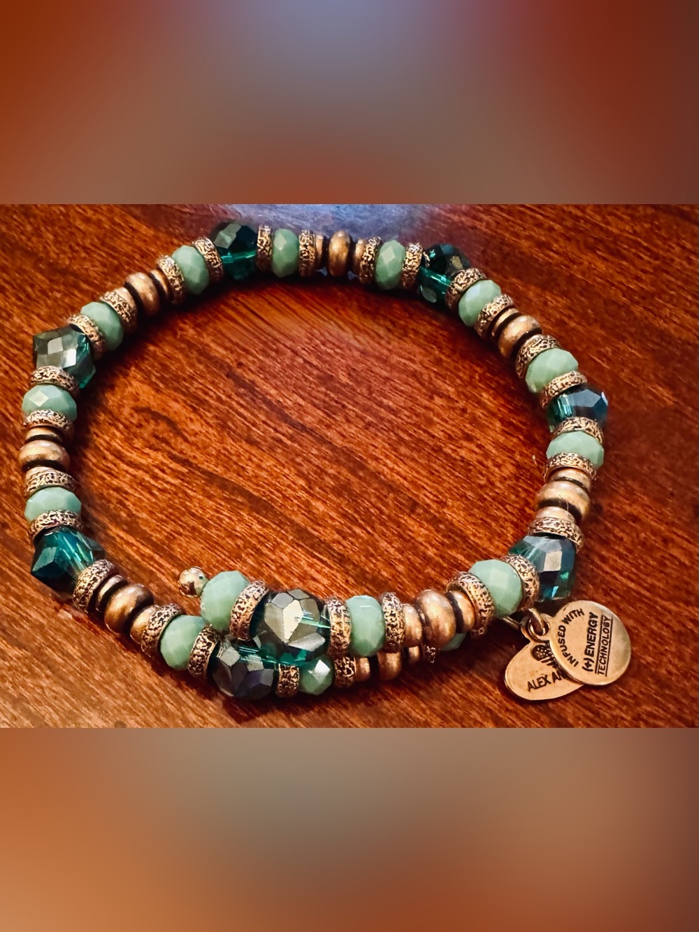 Alex and Ani Bracelet Wrap Bracelet in Turquoise and Gold - Picture 5 of 8